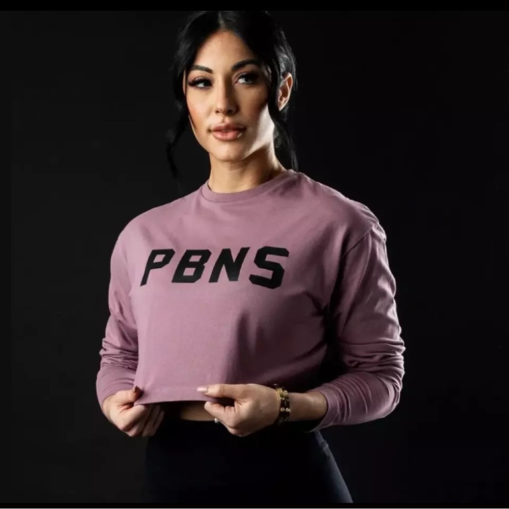 ALPHALETE PBNS Oversized Long Sleeve Crop Top -‎ plum purple Size Medium